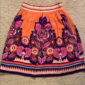 Anthropologie Floral Silk Skirt